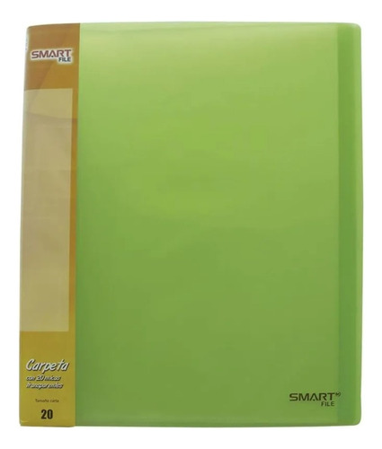 Carpeta De Plastico Smart Escolar Tamaño Carta 20 Micas V Color Verde Claro