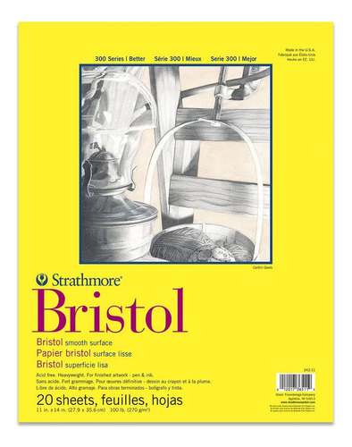 Bloco Strathmore Bristol Liso 270g 27,9x35,6 20 Folhas