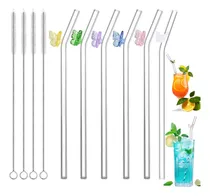 Comprar Paquete De 6 Popotes De Vidrio Reutilizables, Pajitas De Vid
