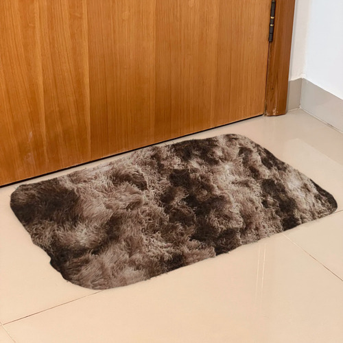 Tapete Sala Quarto 60x40 Shaggy Luxuoso Peludo Fofinho Tabaco Mesclado