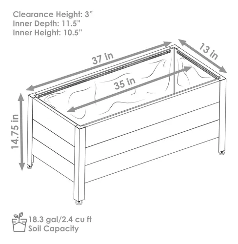 Sunnydaze Macetero Rectangular De Madera De Acacia, Cama De