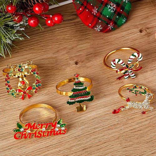 Regalo De Adorno De Anillos De Servilleta De Navidad De 9 .