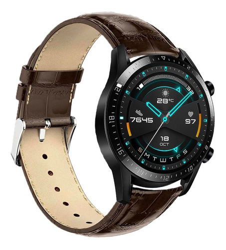 Correa Piel Tipo Cocodrile Para Huawei Watch Gt 2 46mm