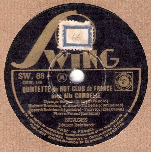  Django Reinhardt: Nuages, Les Yeux Noirs / 78  Rpm Swing 