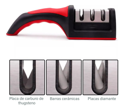 Afilador De Cuchillos 3 En 1 Acero Inoxidable Kuchen