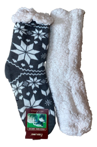 Imagem 5 de 5 de Meia Masculina Inverno: Lã Forrada Pelúcia Antiderrapante