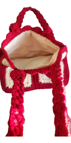 Tote Bag Granny Square Corazón Hecho A Mano Modelo Único