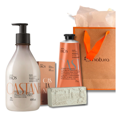 Kit Hidratante De Castaña, Crema Corporal Y Manos + Jabon