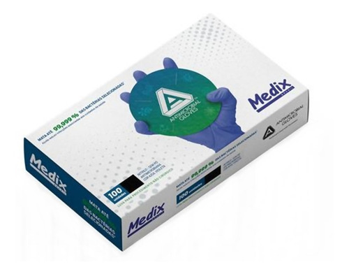 Luvas descartáveis antiderrapantes Medix AMG cor azul-violeta tamanho  PP de nitrilo x 100 unidades 