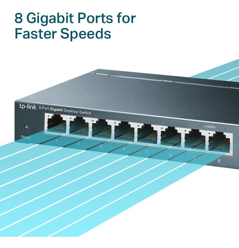 Switch Tp-link Tl-sg108 8 Puertos Gigabit Metálico Desktop