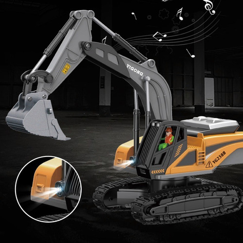 Excavadora 1:22 A Control Remoto De Juguete, 8 Canales Color Naranja Claro