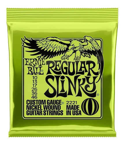 Encordoamento Para Guitarra 0,10 Ernie Ball, Nickel Regular.