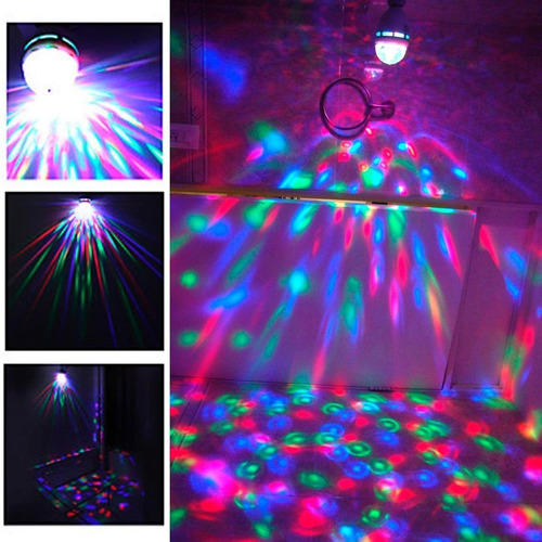Imagen 3 de 5 de Lampara Foco Luces Led Giratoria Rgb Fiesta 220v