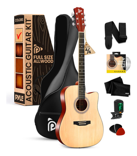 Pyle Kit De Guitarra Acústica Con Cuerdas De Acero, Guitarra