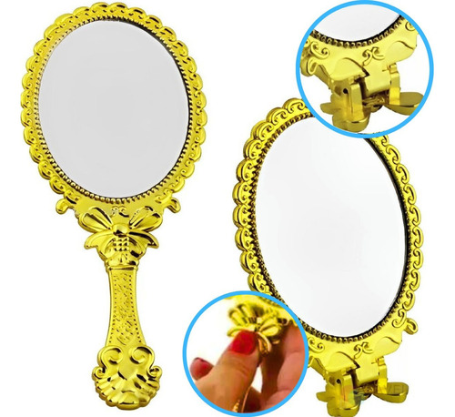 Kit 15 Espelhos De Mão Mesa Dobravel Lembrancinha Aniversari Cor Da Moldura Dourado