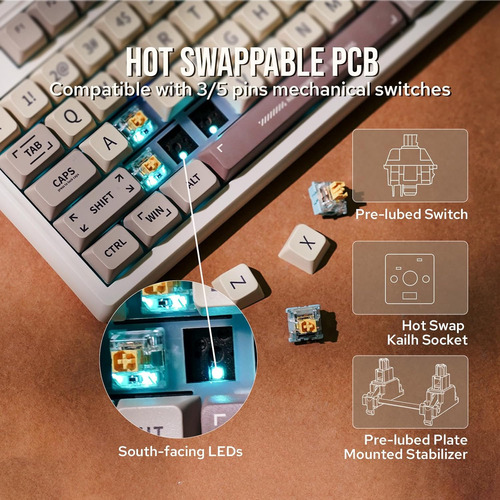 Teclado Mecánico Epomaker Rt100 Retro, Bt 5.0 / Usb-c