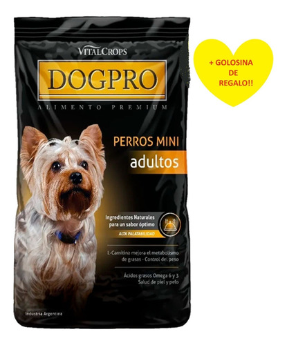 Balanceado Premium Dogpro Razas Mini Adulto 20k + Regalo!!