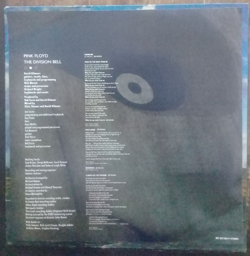 Imagem 6 de 7 de Lp Vinil Azul (vg+) Pink Floyd The Division Bell Ed Br Promo