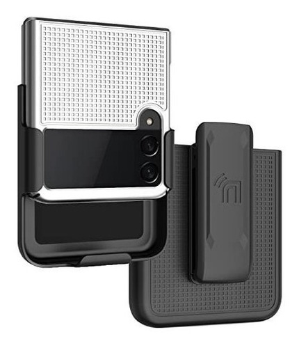 Funda Para Galaxy Z Flip 3 5g Case Plateado Con Clip Rigido