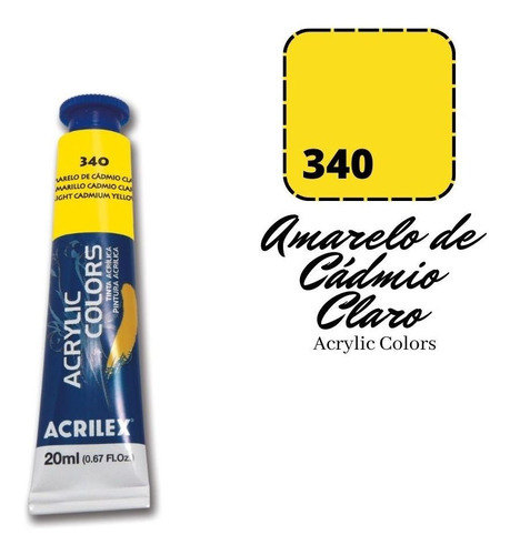 Acrílico artístico Acrilex 13123-340 340 amarelo de cádmio claro de 1