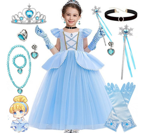 Vestido De Princesa Cenicienta Para Niñas Disfraz De