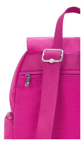 Kipling Mochila City Zip Tamaño Chica 100% Color Glowing Fuchsia Diseño de la tela Color Sólido