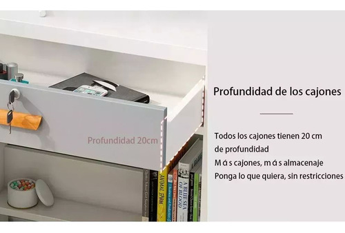 Tocador Madera Moderno Con Espejo Led Cajon Incluye Taburet Color Madera Oscura