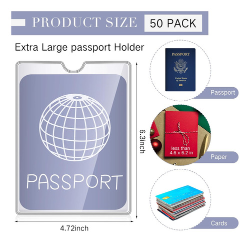 Soportes Pasaporte 4x6 Con Muesca Y Sobres Pvc Transparentes