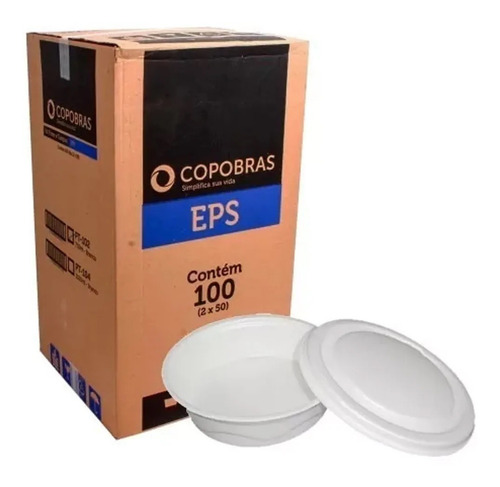 Imagem 4 de 6 de Marmitex Isopor Redonda 750ml Com Tampa Com 200
