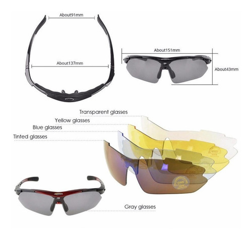 Imagem 4 de 9 de Óculos Rockbros Bicicleta Ciclismo Bike Polarizado 5 Lentes
