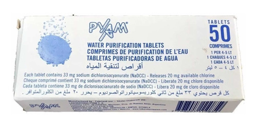 Pastillas Potabilizadoras De Agua Pyam X 50 Vence 2023