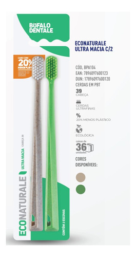 Escova Dental Eco Naturale Ultra Macia Com 2 Bufalo