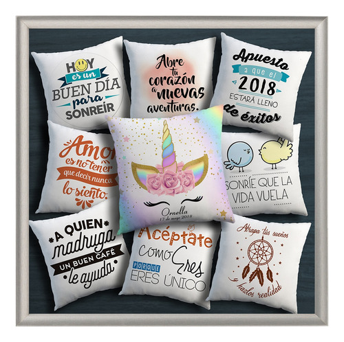 10 Almohadones Souvenirs Frases Personalizado 30x30 Cm 