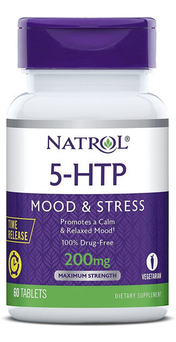 5-htp Mood & Stress Natrol 60 Tabletes 200mg Time Release 