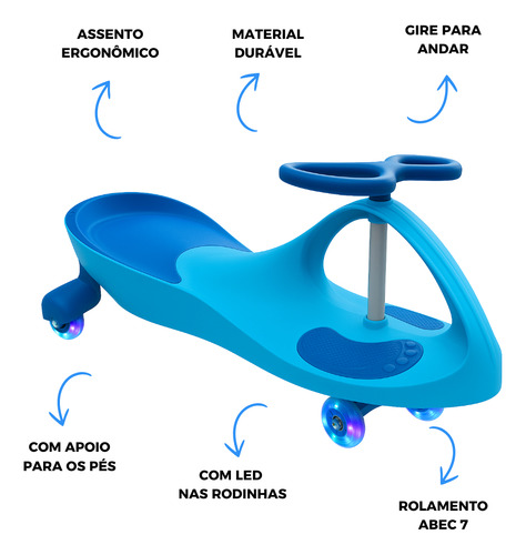 Carrinho Infantil Triciclo Super Car Rolimã Rodas Com Led Cor Azul Suporta 100kg - Covei Toys