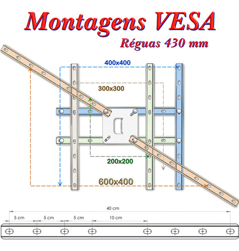 Suporte Teto Tv Receptor Vesa 600x400 Preto