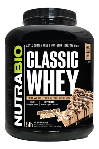 Classic Whey 100% Protein Pure - Nutrabio- 5 Lbs Sabor Chocolate Peanut Butter Bliss