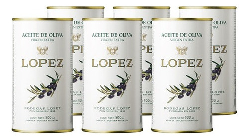 Aceite De Oliva López Extra Virgen Lata. 6u De 500ml