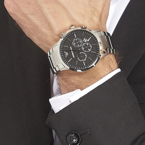 New Emporio Armani Ar2460 Reloj De Acero Plateado For Hombre