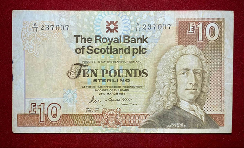 Billete 10 Pounds Escocia 1987 Pick 348 A.1 Royal Bank