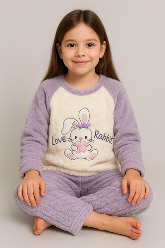 Pijama Cálida Y Suave Pijama Polar Texturizada Niña