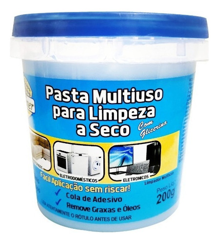 Pasta P/ Limpeza A Seco Limpa Tudo Multiuso Casa Carro 250g Cor Azul