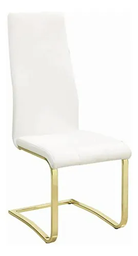 Silla Lateral Alta Blanca Y Latón Rústico (set De 4)