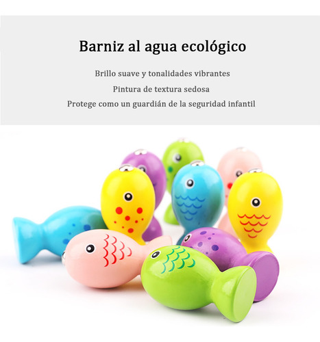 Juego De Madera Pesca Magnético Infantil Con Peces Coloridos Caqui