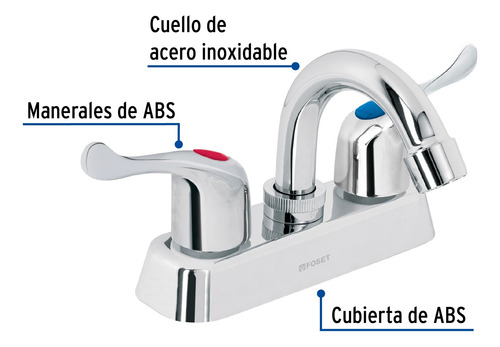 Mezcladora Plástica 4 Cuello Curvo Para Lavabo Foset