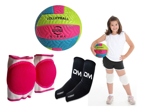 Kit Vóley Protección Pelota Manga Rodillera Talla Xs - Niñas