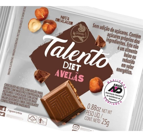 Chocolate Talento Diet 15un Garoto 1cx