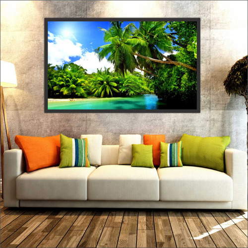 Quadro Decorativo Paisagem Coqueiros Mar Praia Salas