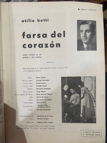 Talia Revista De Teatro Y Arte Año V N 19/20 Noviembre 1960 (Usado)
