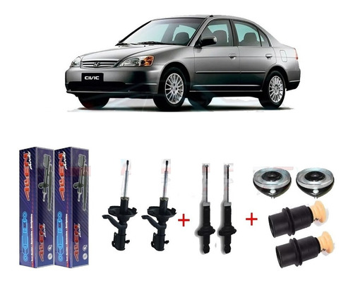 Par Amortecedor Diant + Trasei + Kits Civic 2003 A 2005 Novo